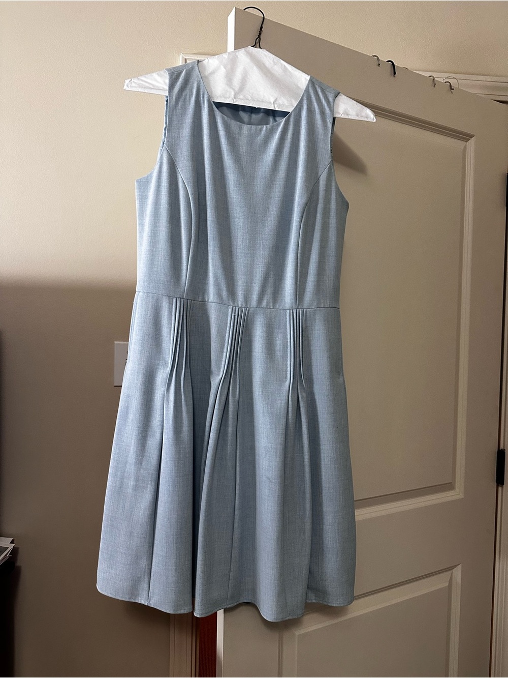 Calvin Klein Powder Blue Sleeveless Pleated Fit-and-Flare Dress